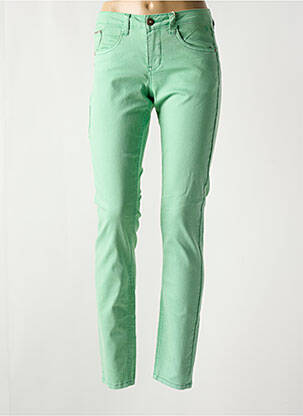 Jeans coupe slim stretch taille basse vert CREAM femme