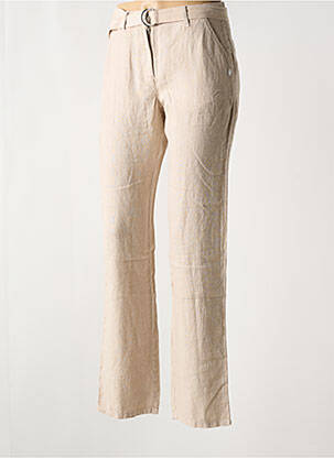 Pantalon chino fermeture zippée sous rabat boutonné taille normale beige DIPLODOCUS femme