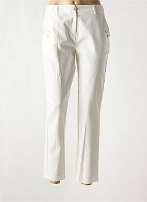 Pantalon chino fermeture zippée sous rabat boutonné taille normale beige EVA KAYAN femme