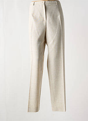 Pantalon droit taille à pinces taille haute beige FRANCE RIVOIRE femme