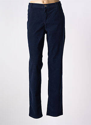 Pantalon droit fermeture zippée sous rabat boutonné bleu STARK femme