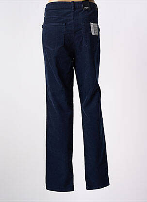 Pantalon droit fermeture zippée sous rabat boutonné bleu STARK femme