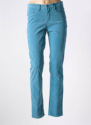 Pantalon droit fermeture zippée sous rabat boutonné bleu STARK femme