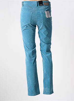 Pantalon droit fermeture zippée sous rabat boutonné bleu STARK femme