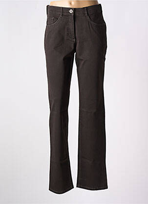 Pantalon droit fermeture zippée sous rabat boutonné marron STARK femme