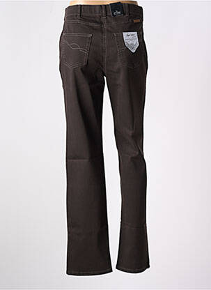 Pantalon droit fermeture zippée sous rabat boutonné marron STARK femme