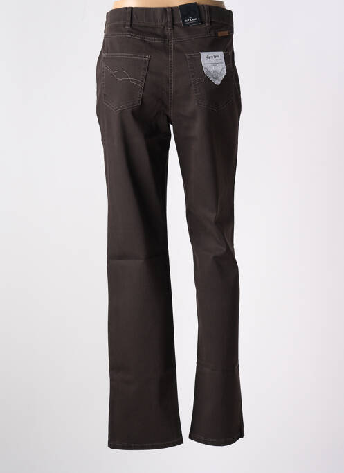 Pantalon droit fermeture zippée sous rabat boutonné marron STARK femme