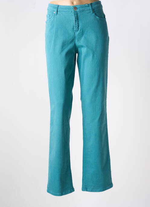 Pantalon droit fermeture zippée sous rabat boutonné bleu STARK femme