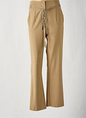Pantalon droit tissage crêpe taille haute beige EVA KAYAN femme