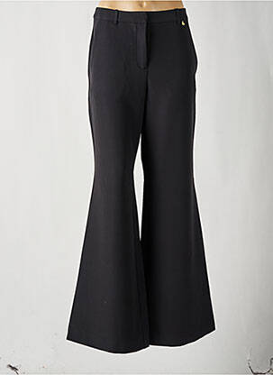 Pantalon flare fermeture zippée sous rabat avec crochet taille haute noir FABIENNE CHAPOT femme