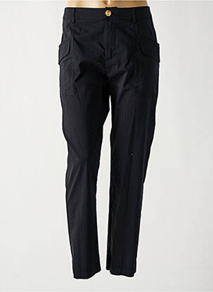 Pantalon slim tissage popeline taille normale noir EVA KAYAN femme