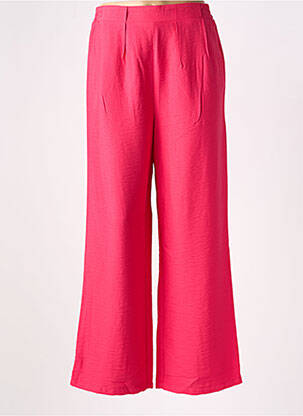Pantalon large tissage crêpe taille haute rose C'EST BEAU LA VIE femme