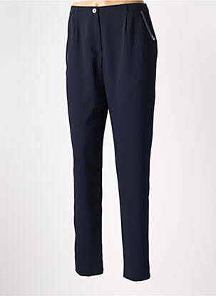 Pantalon droit tissage crêpe taille normale bleu CHRISTINE LAURE femme