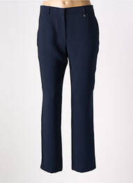 Pantalon chino fermeture zippée sous rabat avec crochet taille normale bleu CHRISTINE LAURE femme