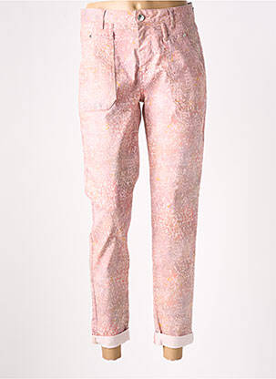 Pantalon 7/8 fermeture zippée sous rabat boutonné rose EVA KAYAN femme