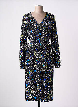 Robe mi-longue imprimé fantaisie manches longues noir TRAMONTANA femme