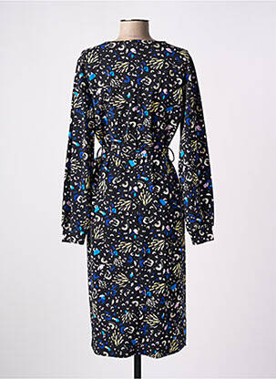 Robe mi-longue imprimé fantaisie manches longues noir TRAMONTANA femme