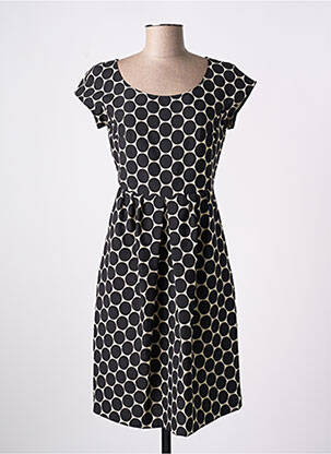 Robe mi-longue manches courtes manches courtes noir ORTO BOTANICO femme