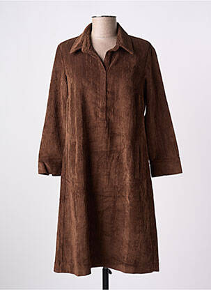 Robe mi-longue manches longues manches longues marron SIGNE NATURE femme