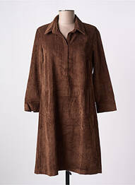 Robe mi-longue manches longues manches longues marron SIGNE NATURE femme