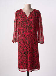 Robe mi-longue coupe fluide manches longues rouge CHRISTINE LAURE femme