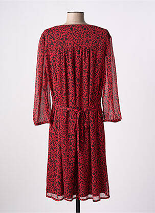 Robe mi-longue coupe fluide manches longues rouge CHRISTINE LAURE femme