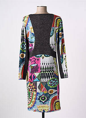 Robe pull tissage chiné manches longues gris OLIVIER PHILIPS femme