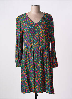 Robe mi-longue coupe évasée manches longues vert DIPLODOCUS femme