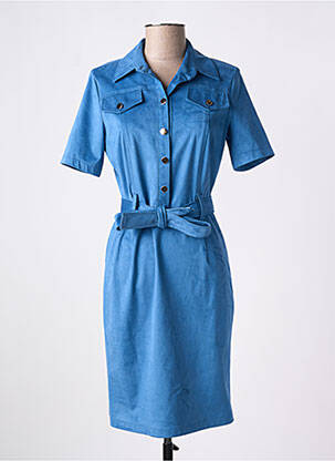 Robe mi-longue manches courtes manches courtes bleu MISS TIC femme