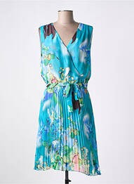 Robe mi-longue imprimé fantaisie sans manche bleu CHRISTINE LAURE femme
