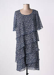 Robe mi-longue coupe fluide manches courtes bleu GREGORY PAT femme