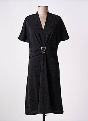 Robe mi-longue manches courtes manches courtes noir CHRISTINE LAURE femme