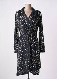 Robe mi-longue imprimé fantaisie manches longues noir K-DESIGN femme