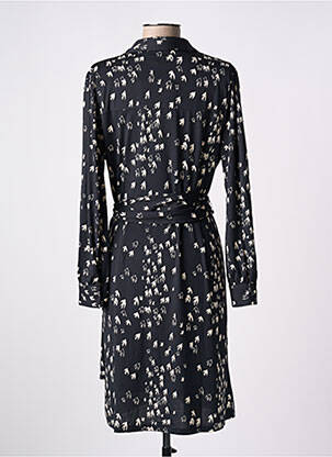 Robe mi-longue imprimé fantaisie manches longues noir K-DESIGN femme