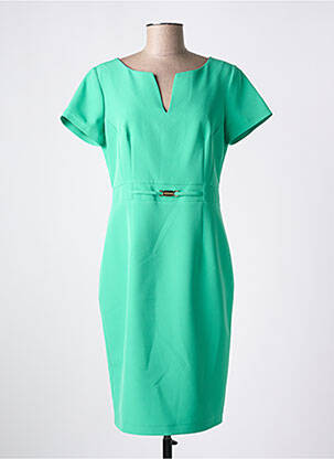 Robe mi-longue manches courtes manches courtes vert ESTEL COLLECTION femme