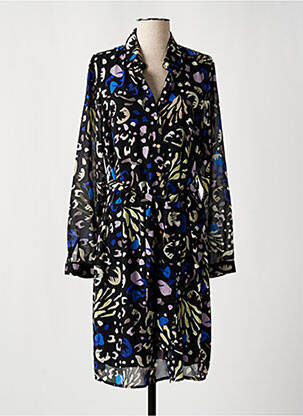 Robe mi-longue coupe fluide manches longues noir TRAMONTANA femme