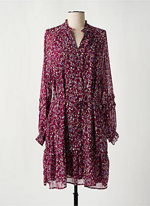 Robe mi-longue imprimé fantaisie manches longues violet TRAMONTANA femme