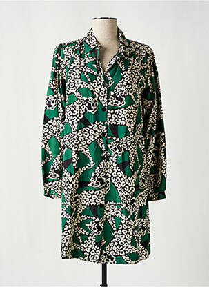 Robe courte coupe fluide manches longues vert DIPLODOCUS femme