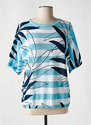 Pull maille souple et aérée manches courtes bleu RABE femme