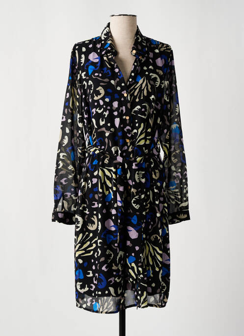 Robe mi-longue coupe fluide manches longues noir TRAMONTANA femme