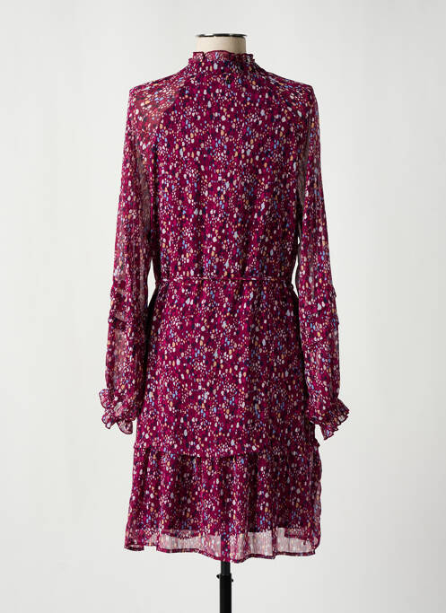 Robe mi-longue imprimé fantaisie manches longues violet TRAMONTANA femme