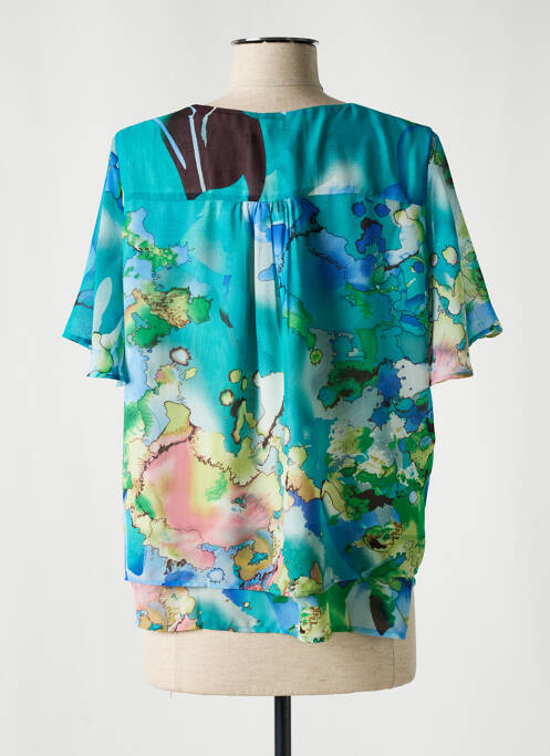Blouse légère et transparente manches courtes bleu CHRISTINE LAURE femme