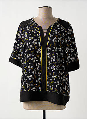 Blouse imprimé fleurs manches courtes noir CHRISTINE LAURE femme