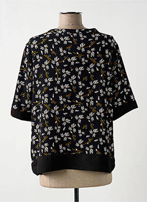 Blouse imprimé fleurs manches courtes noir CHRISTINE LAURE femme