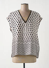 Blouse imprimé fantaisie manches courtes beige ANDAM femme