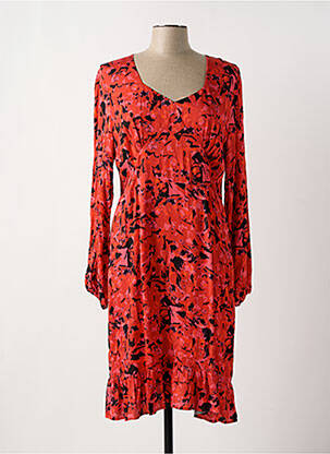 Robe mi-longue imprimé fantaisie manches longues rouge EVA KAYAN femme