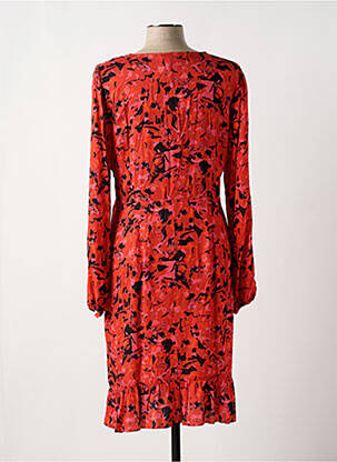 Robe mi-longue imprimé fantaisie manches longues rouge EVA KAYAN femme