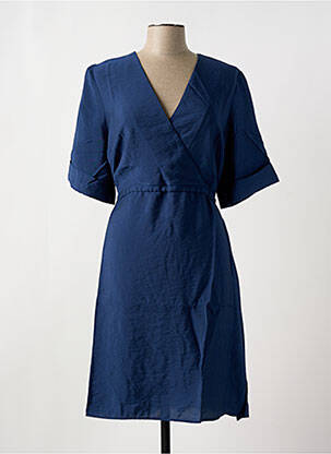 Robe mi-longue coupe évasée manches courtes bleu C'EST BEAU LA VIE femme