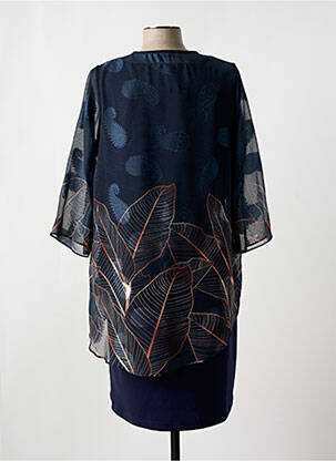 Robe mi-longue coupe fluide manches 3/4 bleu GREGORY PAT femme