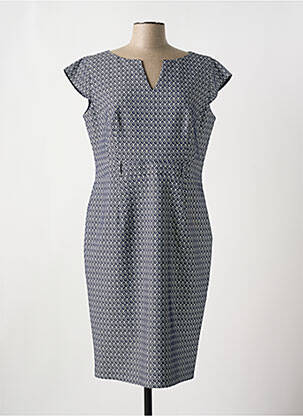Robe mi-longue imprimé fantaisie manches courtes bleu ESTEL COLLECTION femme